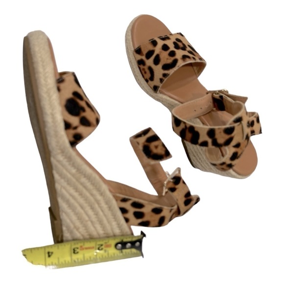 J. Crew Calf Hair Espadrille Wedge Sandals Shoes Leopard Print size 7.5 - Picture 5 of 12